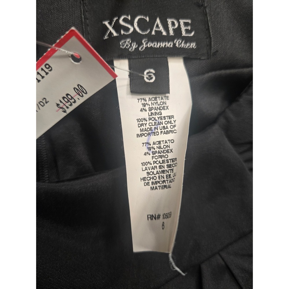 XSCAPE by Joanna Chen Black Ruched Mermaid Evening Gown Keyhole Dress 6 NEW - Picture 3 of 5